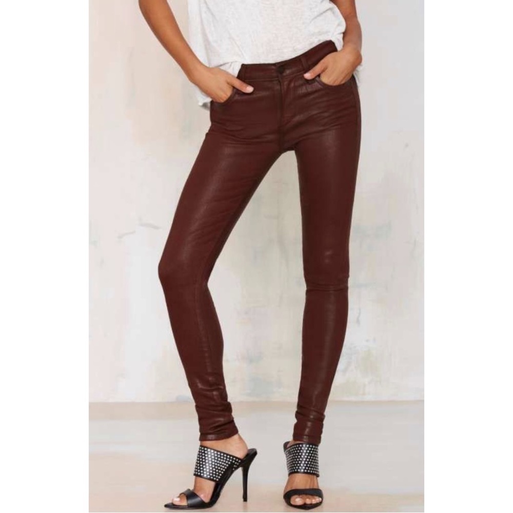 BLANKNYC Womens Vegan Oxblood High Waist Skinny Pants Size 25 New